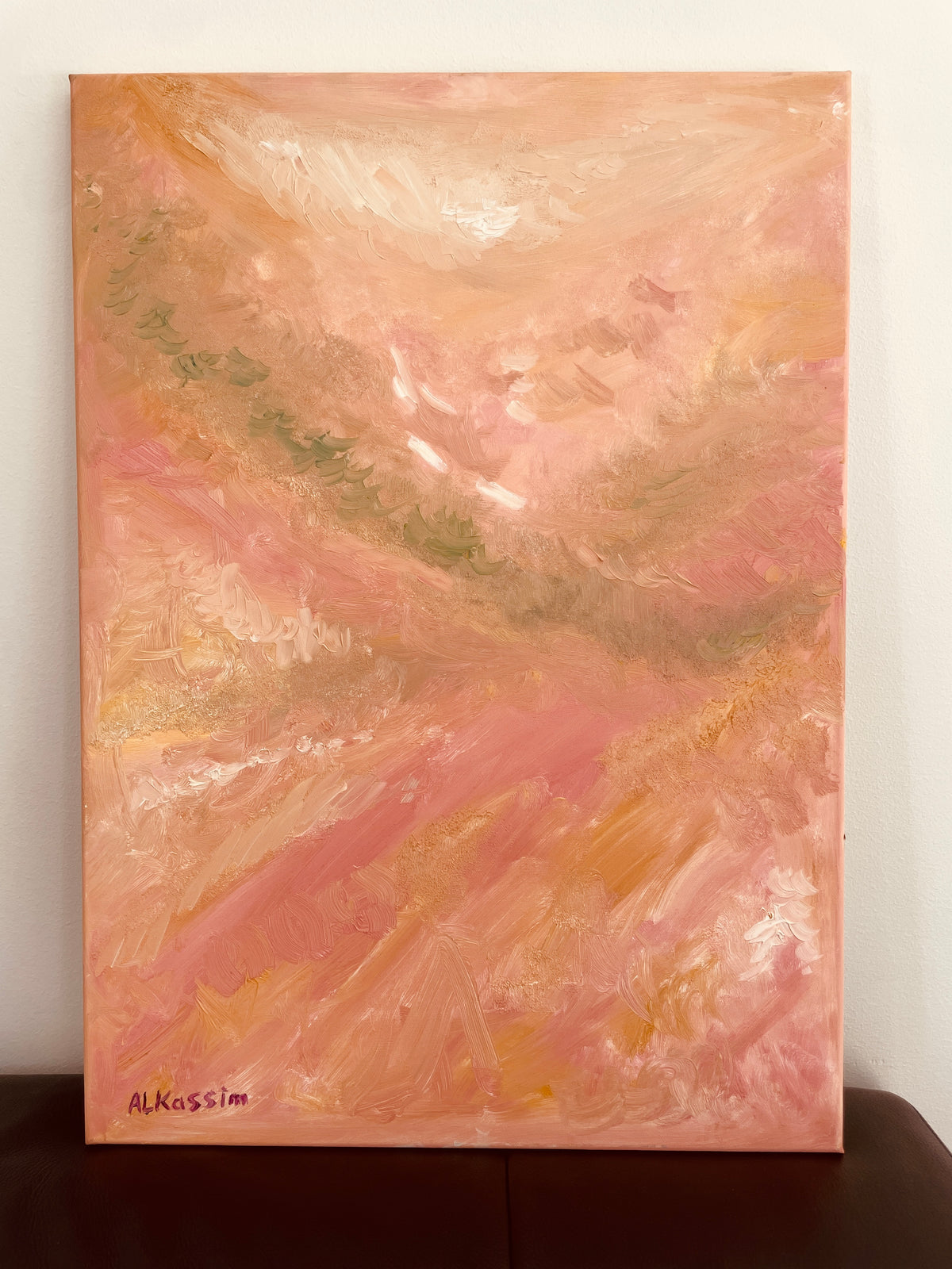Originalt oljemaleri – 50 × 70 cm "Rosa drøm"